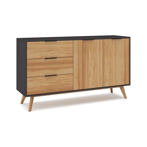 Нисък скрин от черен/натурален бор 140x81 cm Lavis - Marckeric-image-3