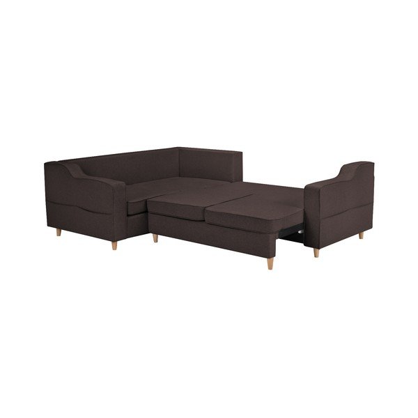 Тъмнокафяв четириместен разтегателен диван Jonquille, ляв ъгъл - Mazzini Sofas-image-2