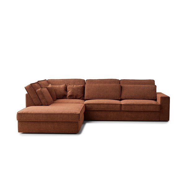 Шенилов ъглов диван в меден цвят (ляв ъгъл/L форма) Kirou – Maison de Rêve