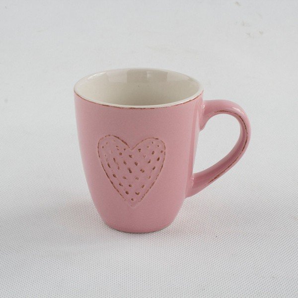 Розова керамична чаша Dots Heart, 300 ml - Dakls