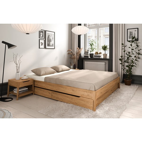 Двойно легло 180x200 cm от масивен дъб в естествен цвят Twig – The Beds-image-3