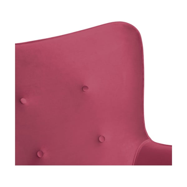 Růžovočervené křeslo a podnožka s podnoží v černé barvě Vivonita Cora Velvet-image-4