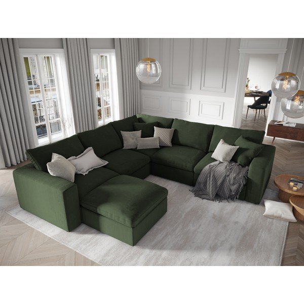 Тъмнозелена двустранна ъглова част от модулен диван от велур Galaxy - Windsor & Co Sofas-image-4
