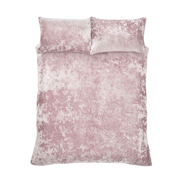 Розово кадифено спално бельо за двойно легло 200x200 cm Crushed - Catherine Lansfield