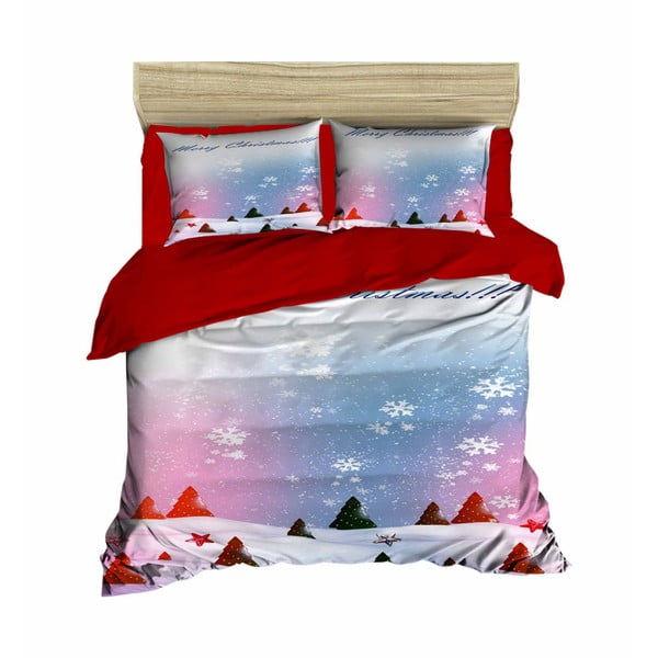 Коледно спално бельо за двойно легло с чаршаф Невада, 160 x 220 cm - Mijolnir