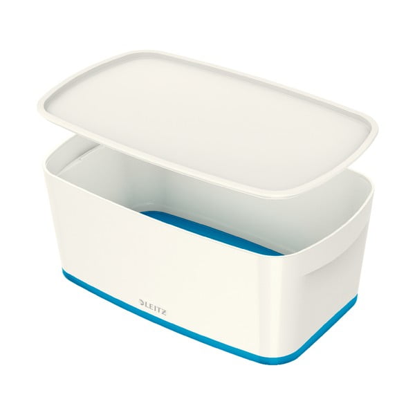 Бяло-синя кутия за съхранение с капак Office, обем 5 л MyBox - Leitz