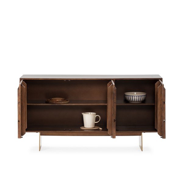 Кафяв скрин от масивно манго 145x76x40 cm Trisha – MOME-image-4