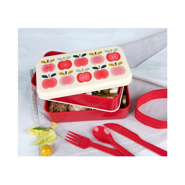 Кутия за храна с прибори за хранене, 2 части Vintage Apple - Rex London-image-1