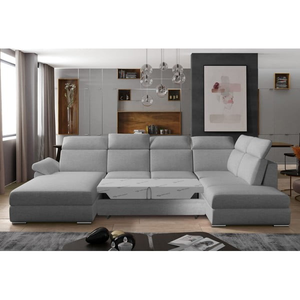 Светлосив разтегателен ъглов диван (десен ъгъл U форма) Evanell – ELTAP-image-2
