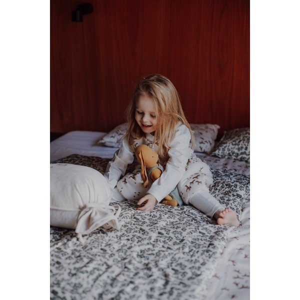 Комплект за детско легло в зелено и кремаво Green Floral - Malomi Kids-image-1