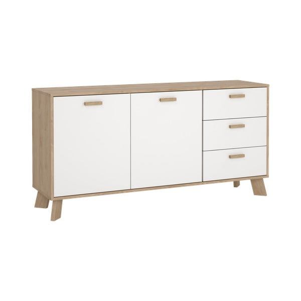 Скрин от дъбов декор в бял и естествен цвят 147x73x39 cm Ikast – Tvilum-image-2