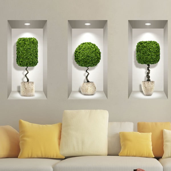 Комплект от 3 3D стикера за стена Растения Топка - Ambiance