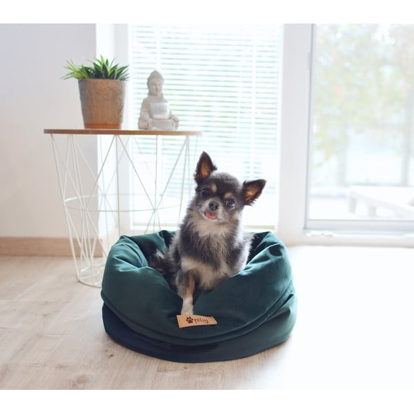 Тъмнозелено кадифено легло ø 40 cm Basket Royal - Petsy-image-2