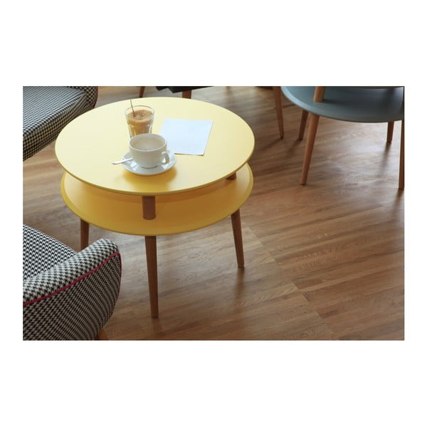 Графитно сива масичка за кафе с естествени крака UFO, Ø 70 cm Ufo - Ragaba-image-3