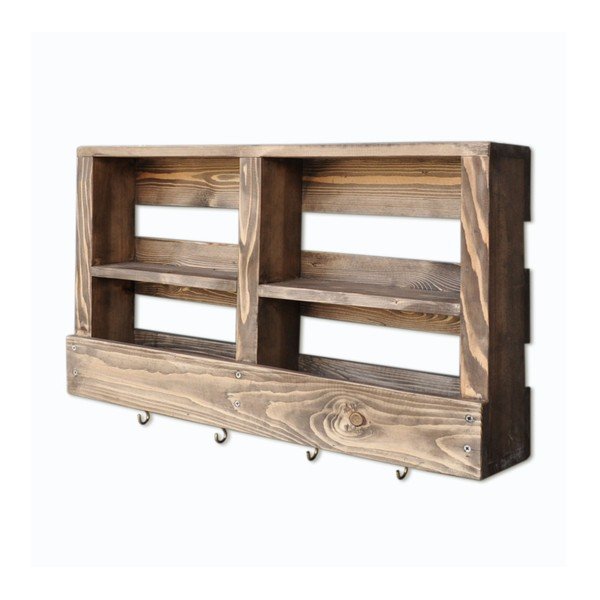 Дървен стенен рафт с куки Ayako - Evila Originals-image-2