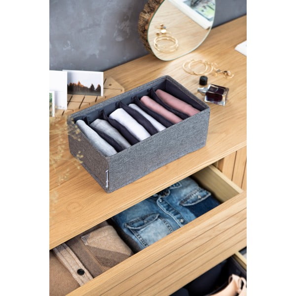 Сив органайзер за чекмеджета с отделения за чекмеджета, 16,5 x 11 cm - Bigso Box of Sweden-image-3
