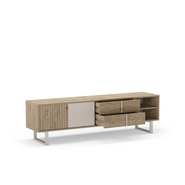 Сиво-естествена маса за телевизор от декор от дъб  180x51,5 cm Millay – Marckeric-image-4