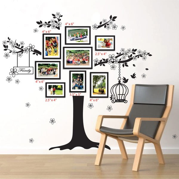 Samolepka na stěnu WALPLUS Strom s rámečky na fotky