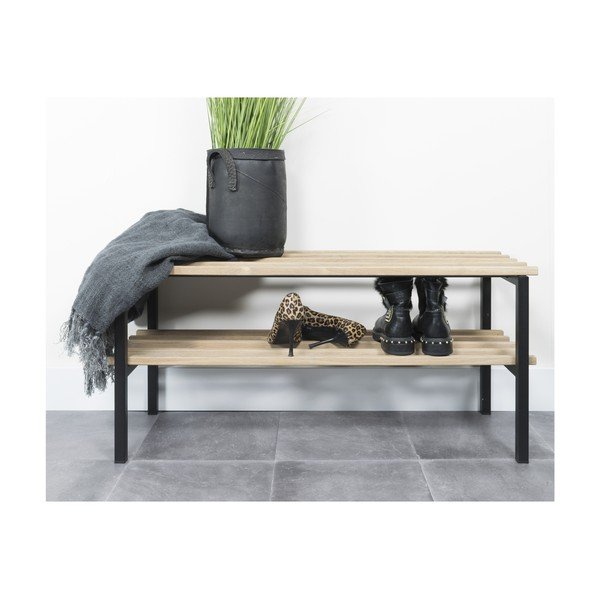 Черна/в естествен цвят метална стойка за обувки 100x45x34 cm Rizzoli – Spinder Design-image-3