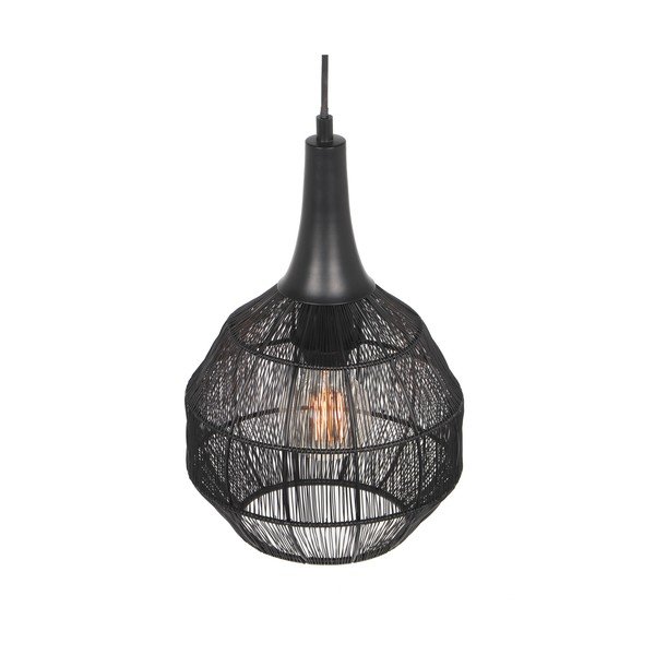 Матово черно висящо осветително тяло с метален абажур Soraya – Trio-image-1