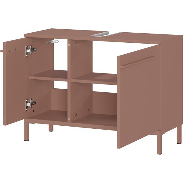 Кафяв матов шкаф за мивка 80x59 cm Laurino – Germania-image-3