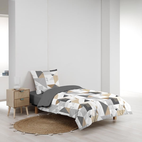 Бяло-сиво единично  спално бельо от микрофибър 140x200 cm Trigone – douceur d'intérieur-image-2