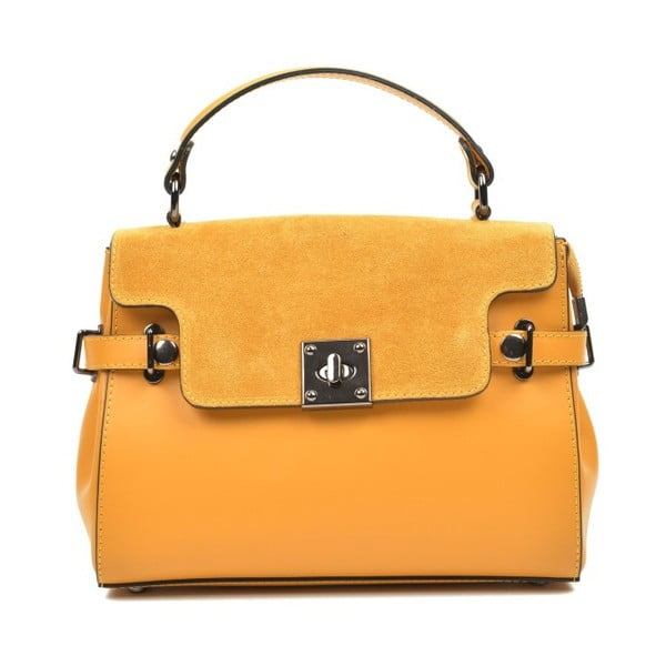 Жълта кожена чанта Monica Lento - Carla Ferreri