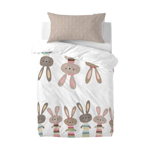 Детско памучно спално бельо "Семейство зайци", 115 x 145 cm - Moshi Moshi