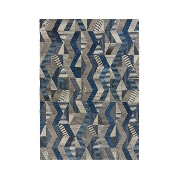 Син вълнен килим Asher, 160 x 230 cm - Flair Rugs