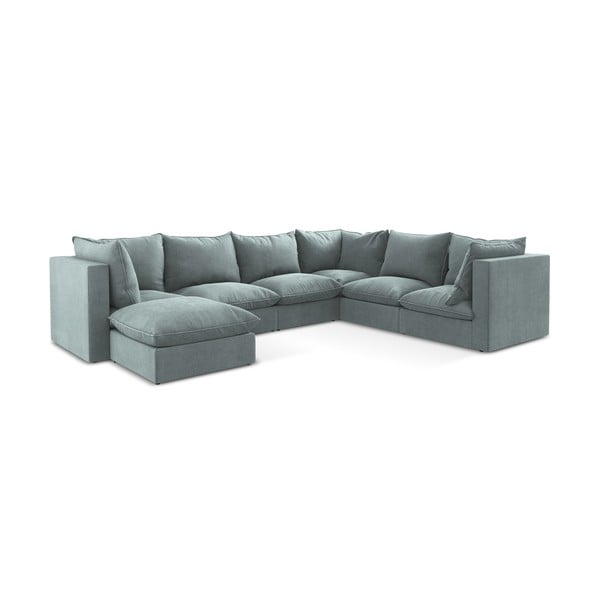 Син ъглов диван (десен ъгъл/U форма) Manao – Makamii