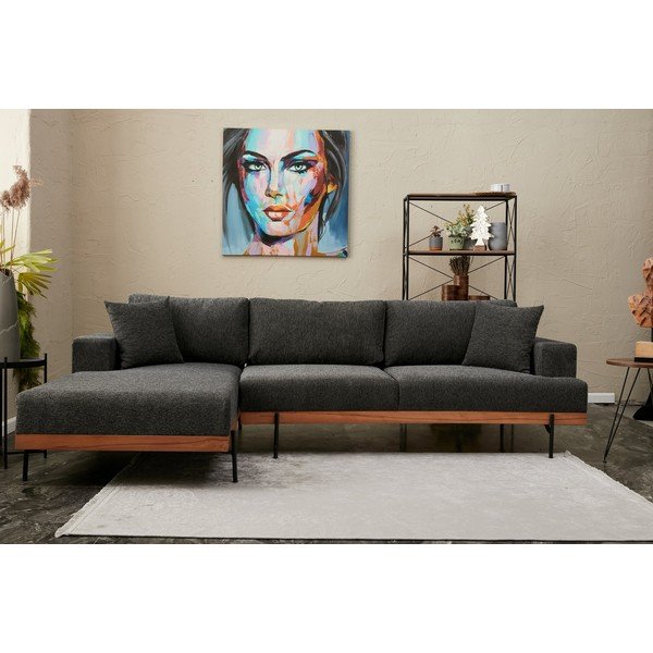 Антрацитен ъглов диван (ляв ъгъл) Liva - Balcab Home-image-4