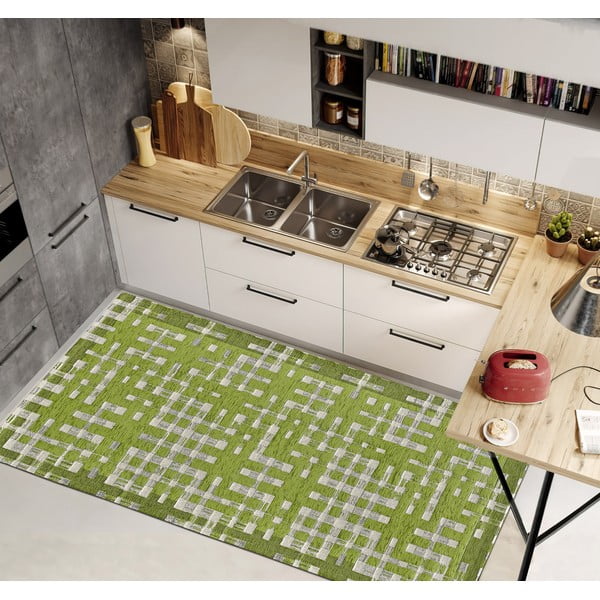 Зелена пътека подходяща за пране 55x115 cm Dama Verde – Floorita-image-1