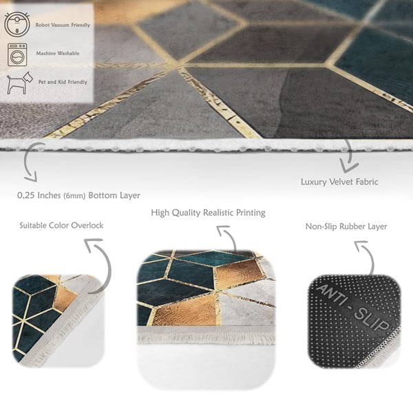 Бяло-петролен миещ се килим 160x230 cm - Mila Home-image-3