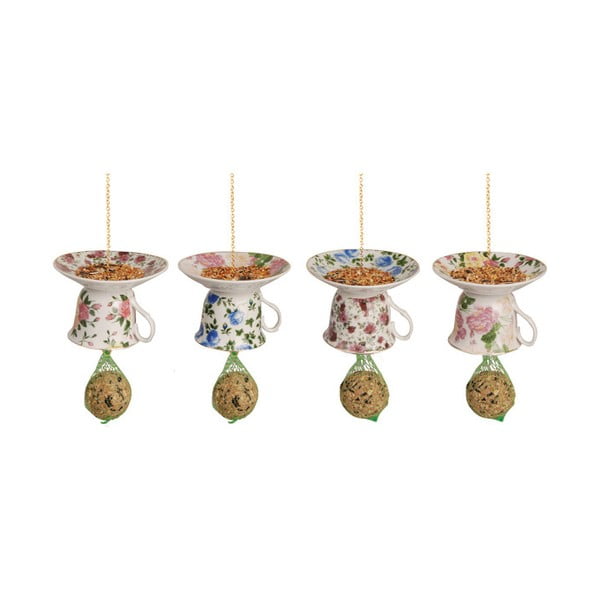 Комплект от 4 порцеланови висящи хранилки с топка от лой Sweetie - Esschert Design