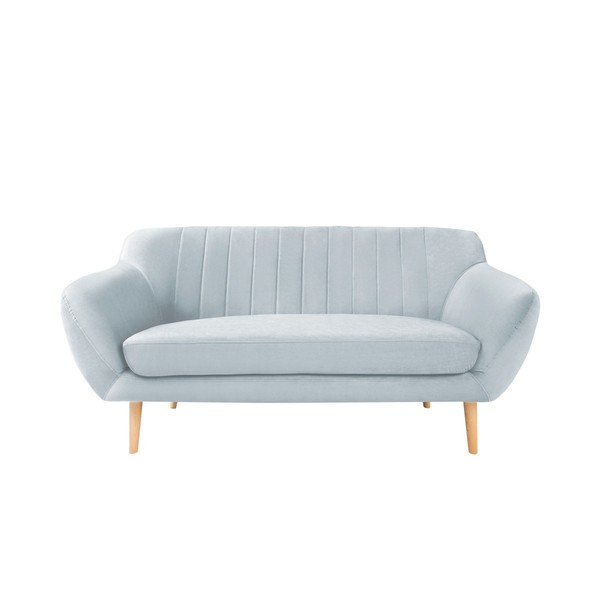 Světle modrá sametová pohovka Mazzini Sofas Sardaigne, 158 cm