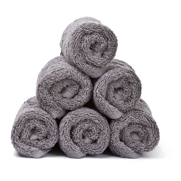 Sada 6 šedých bavlněných ručníků Casa Di Bassi Guest, 30 x 50 cm