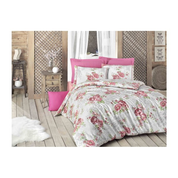 Памучно спално бельо с чаршаф и 2 калъфки за възглавници за двойно легло Shabby Shade, 200 x 220 cm - Mijolnir