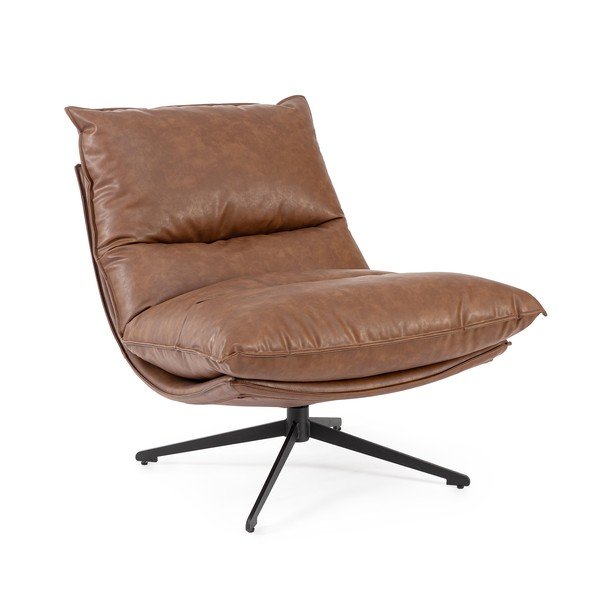 Кресло с място за съхранение от изкуствена кожа в цвят кафяв коняк Alanez – Bizzotto