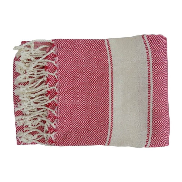 Červená ručně tkaná osuška z prémiové bavlny Homemania Elmas Hammam, 100 x 180 cm