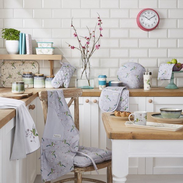 Сива памучна престилка Hummingbirds - Cooksmart ®-image-1