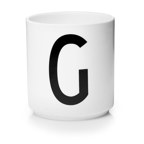 Бяла порцеланова чаша Personal G A-Z - Design Letters