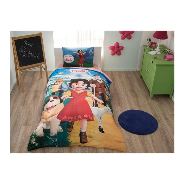 Памучно спално бельо с чаршаф за единично легло Heidi, 160 x 220 cm - Taç