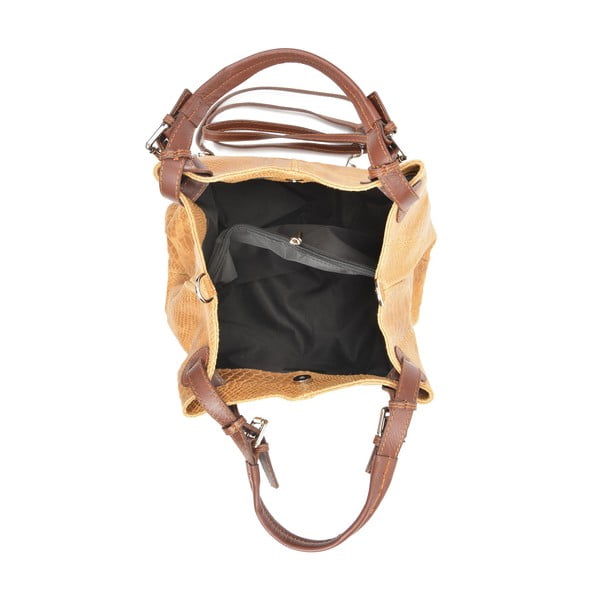 Кафява кожена чанта Python Cognac Cognac - Luisa Vannini-image-3