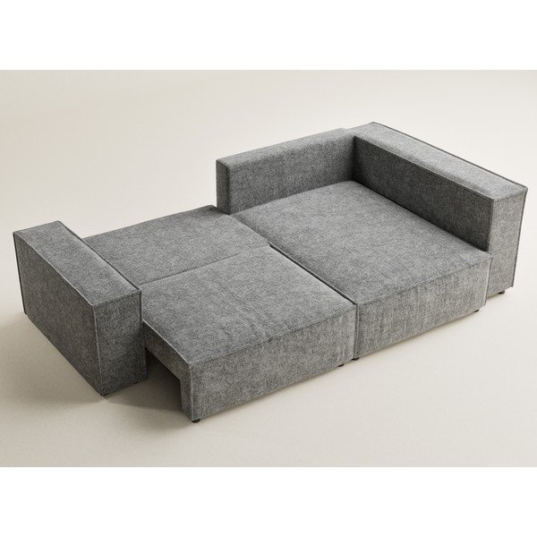 Сив шенилов сгъваем/с място за съхранение ъглов диван (десен ъгъл/L форма) Tonga – Maison de Rêve-image-3