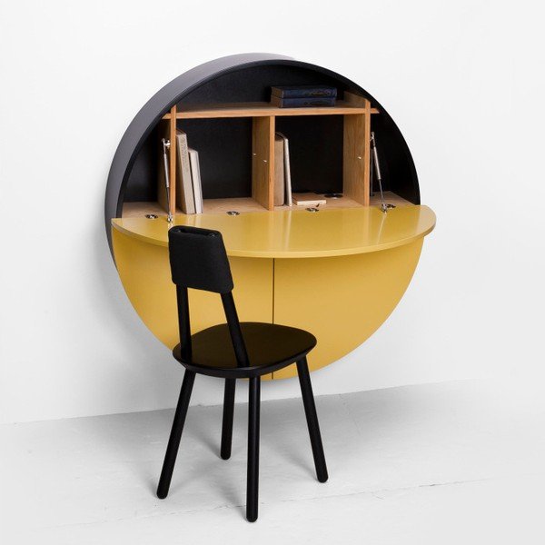 Žlutočerný multifunkční nástěnný stůl EMKO Pill-image-2