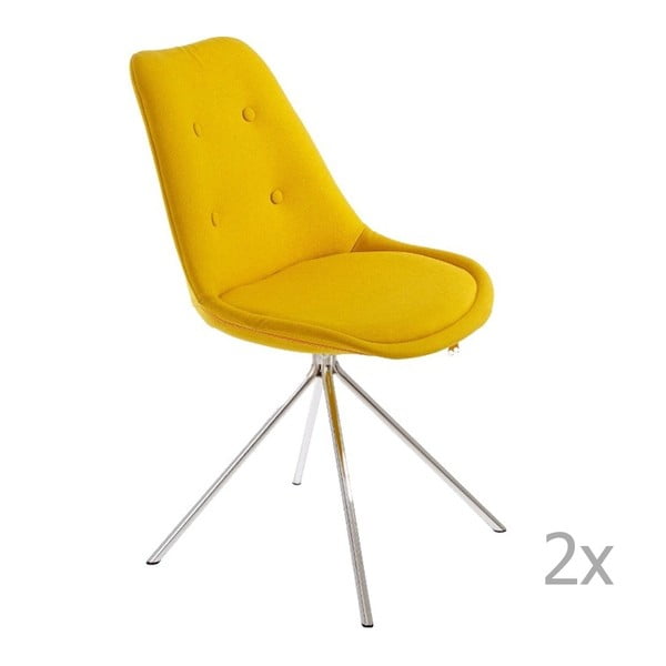Sada 2 žlutých  jídelních židlí 13Casa Lars
