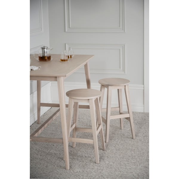 Бар стол от масивен дъб в естествен цвят (височина на седалката 65 cm) Austin – Rowico-image-1