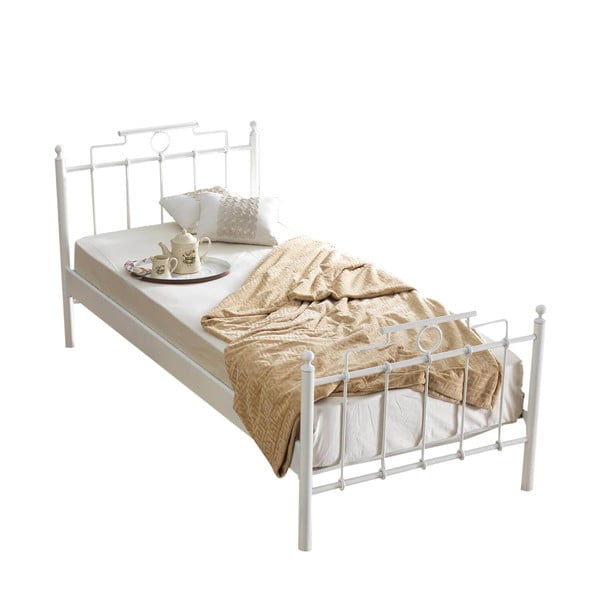 Бяло метално единично легло с решетка 90x200 cm Hatkus - Kalune Design