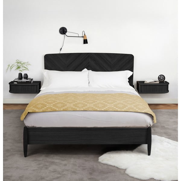 Черно нощно шкафче от дъб Farsta – Woodman-image-1