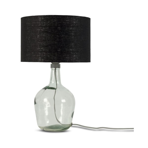 Настолна лампа с черен абажур и конструкция от рециклирано стъкло Мурано, ⌀ 30 cm - Good&Mojo